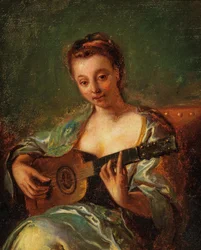 Signora che suona la chitarra F 18Y