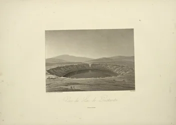 Veduta del Lago di Guatavita, disegnata da Thibaut, incisa da Bouquet, illustrazione da 