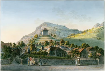 Il borgo di Clarens dal lato del lago