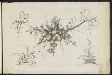 Festone di frutti, foglie e fiori (serie: Unterschidliche neue Feston von Blumen und Früchten)
