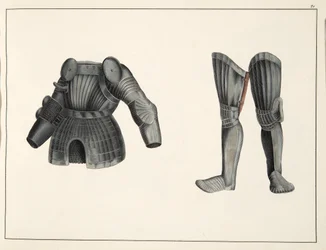 Armatura, tavola da A History of the Development and Customs of Chivalry, di Dr. Franz Kottenkamp, pubblicato da Carl Hoffmann, 1842