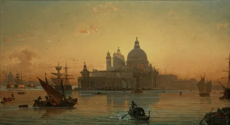 Atmosfera serale a Venezia con Santa Maria della Salute