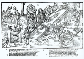 Il capo dei Mac Sweynes seduto a cena e intrattenuto da un bardo e un arpista, tavola 3 da "The Image of Ireland" di John Derricke