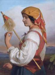 Tedesco: Donna italiana (Chiaruccia) con conocchia