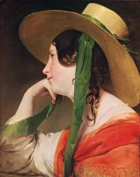 Ragazza con cappello di paglia giallo