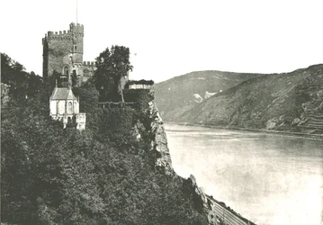 Castello di Rheinstein sul fiume Reno, Germania, 1895