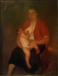 Madre con bambino al seno