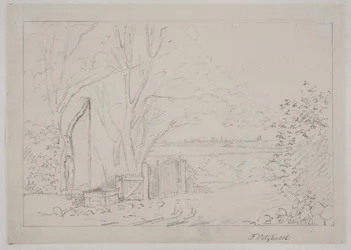Paesaggio con pozzo a bilanciere in primo piano