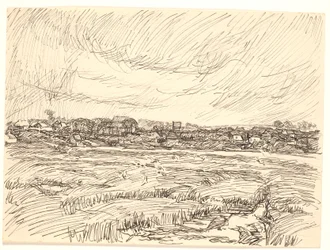Paesaggio con villaggio