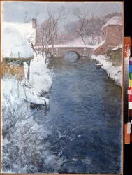 Paesaggio invernale con fiume