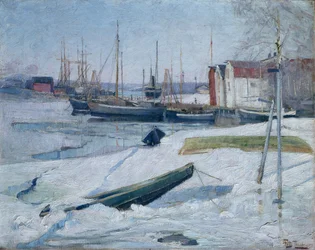 Inverno nel porto, fiordo di Oslo