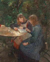 Due ragazze in giardino