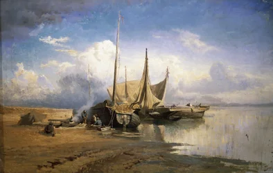 Veduta del Volga. Barche, 1870