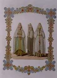 Costumi delle fanciulle di Torzhok dalla serie Abbigliamento dello stato russo, 1851