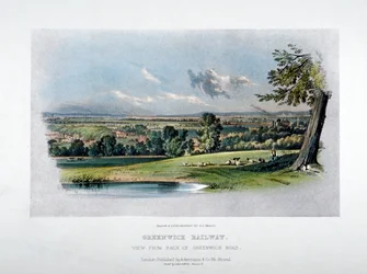 Veduta della ferrovia di Londra e Greenwich dal retro di Greenwich Road, 1836