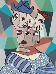 Ritratto cubista dai colori vivaci
