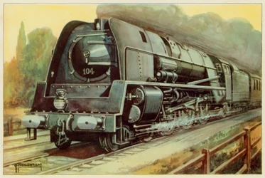 Ferrovie Nazionali Belghe, Locomotiva passeggeri aerodinamica (litografia a colori)