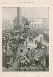 La fine della Guerra di Crimea: proclamazione della pace a Charing Cross, Londra, aprile 1856 (fotoincisione)