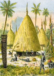Villaggio canaco in Nuova Caledonia, c.1900-1910