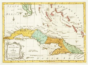 Mappa accurata di Cuba e delle isole adiacenti