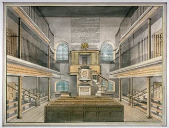 Vista interna della cappella, prigione di Horsemonger Lane, Union Road, Southwark, Londra