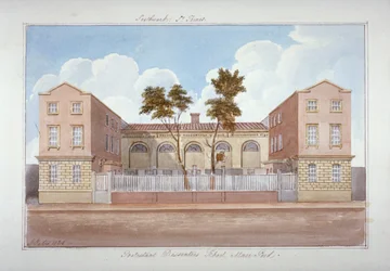 La scuola dei dissidenti protestanti, Maze Pond, Bermondsey, Londra, 1825