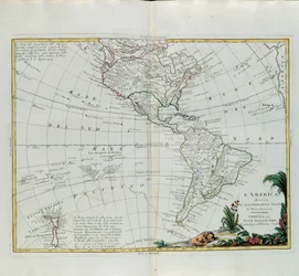 America divisa nei suoi principali stati, incisione di G. Zuliani tratta dal Tomo I del Nuovissimo Atlante pubblicato a Venezia nel 1776 da Antonio Zatta, Collezione Privata