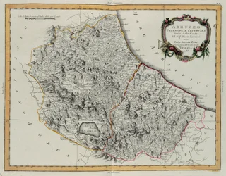 Abruzzo Ulteriore e Citeriore, incisione di G. Zuliani tratta dal Tomo II del "Nuovo Atlante" pubblicato a Venezia nel 1783 da Antonio Zatta, Collezione Privata