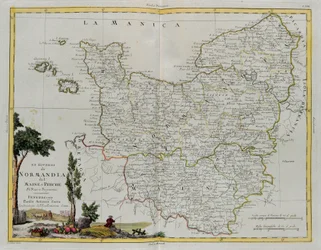 Governanze di Normandia, Maine e Perche, incisione di G. Zuliani tratta dal Tomo I del Nuovissimo Atlante pubblicato a Venezia nel 1777 da Antonio Zatta, Collezione Privata