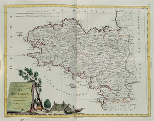 Golfo di Bretagna, incisione di G. Zuliani tratta dal Tomo I del Nuovissimo Atlante pubblicato a Venezia nel 1777 da Antonio Zatta, Collezione Privata