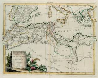 La Costa dei Barbari o I Regni di Marocco, Fez, Algeria, Tunisia e Tripoli con i paesi circostanti, incisione di G. Zuliani tratta dal Tomo IV del "Novissimo Atlante" pubblicato a Venezia nel 1784 da Antonio Zatta, Collezione Privata