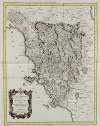 Il Granducato di Toscana diviso nelle sue province, incisione di G. Zuliani tratta dal Tome II del "Nuovissimo Atlante" pubblicato a Venezia nel 1783 da Antonio Zatta, Collezione Privata