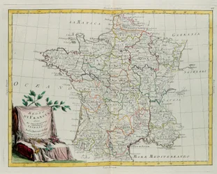 Il Regno di Francia diviso nelle sue governanze, incisione di G. Zuliani tratta dal Tomo I del Nuovissimo Atlante pubblicato a Venezia nel 1776 da Antonio Zatta, Collezione Privata