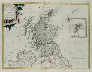 Il Regno di Scozia, incisione di G. Zuliani tratta dal Tomo I del Nuovissimo Atlante pubblicato a Venezia nel 1776 da Antonio Zatta, Collezione Privata