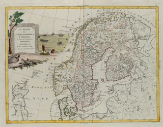 I Regni di Svezia, Danimarca e Norvegia, incisione di G. Zuliani tratta dal Tomo III del "Novissimo Atlante" pubblicato a Venezia nel 1781 da Antonio Zatta, Collezione Privata
