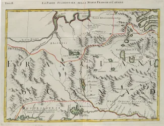 La parte occidentale della Nuova Francia o Canada, incisione di G. Zuliani tratta dal Tomo I del "Nuovissimo Atlante" pubblicato a Venezia nel 1778 da Antonio Zatta, Collezione Privata