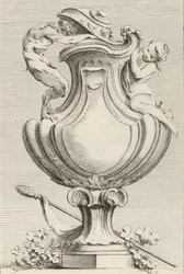 Progetto per un vaso con un fauno e una ninfa, dal Livre de Vases, tavola 1, 1742-50