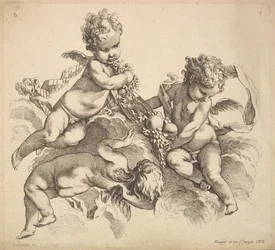 Tre bambini con un piatto di frutta, 1738-45