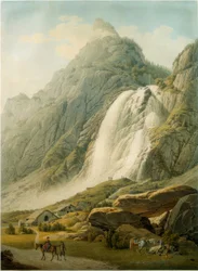 Paesaggio montano con cascata