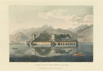 Vista della Bella Isola Isola Bella, Lago Maggiore, prima del 1820