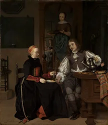 Giovane coppia a colazione