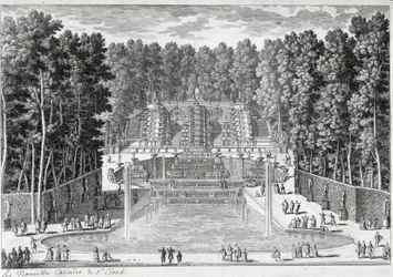 Le nuove cascate nei giardini di St Cloud (di Ours) - di Perelle, fine XVII secolo
