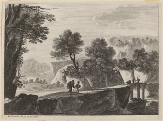 Viaggiatori che si avvicinano a un ponte