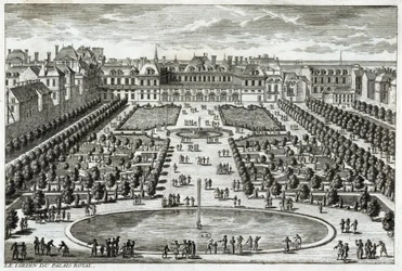 Veduta del Parc du Palais Royal a Parigi (incisione)