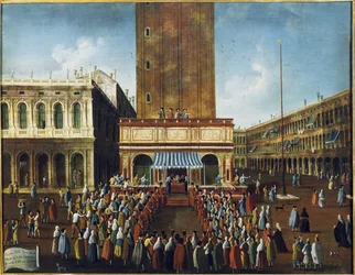 Lotteria pubblica alla Loggetta, Piazza San Marco, Venezia - Il gioco della lotteria alla Loggetta in Piazza San Marco a Venezia