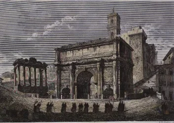 Arco di Settimio Severo, Il Foro, Roma, da una serie di Gaetano Cottafavi, c.1850