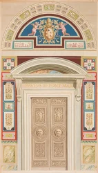 Porta, cornice e lunetta della Loggia XIII