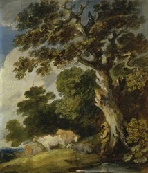 Paesaggio Boschivo con Bovini e Mandriani