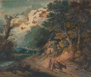 Paesaggio: Figura che Cavalca un Asino