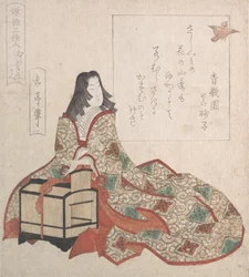 Lady Murasaki libera un uccello da una gabbia, XIX secolo